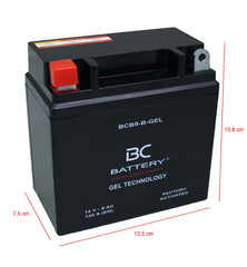 BCB9-B-GEL| Batteria Moto al GEL, YB9-B, 12V, 9Ah, CCA:120Amp,135x75x138mm - BC Battery Italian Official Website