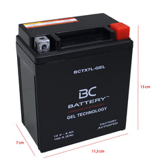 BCTX7L-GEL| Batteria Moto al GEL, YTX7L-BS, 12V, 6Ah, CCA: 100Amp, 113x70x130mm - BC Battery Italian Official Website