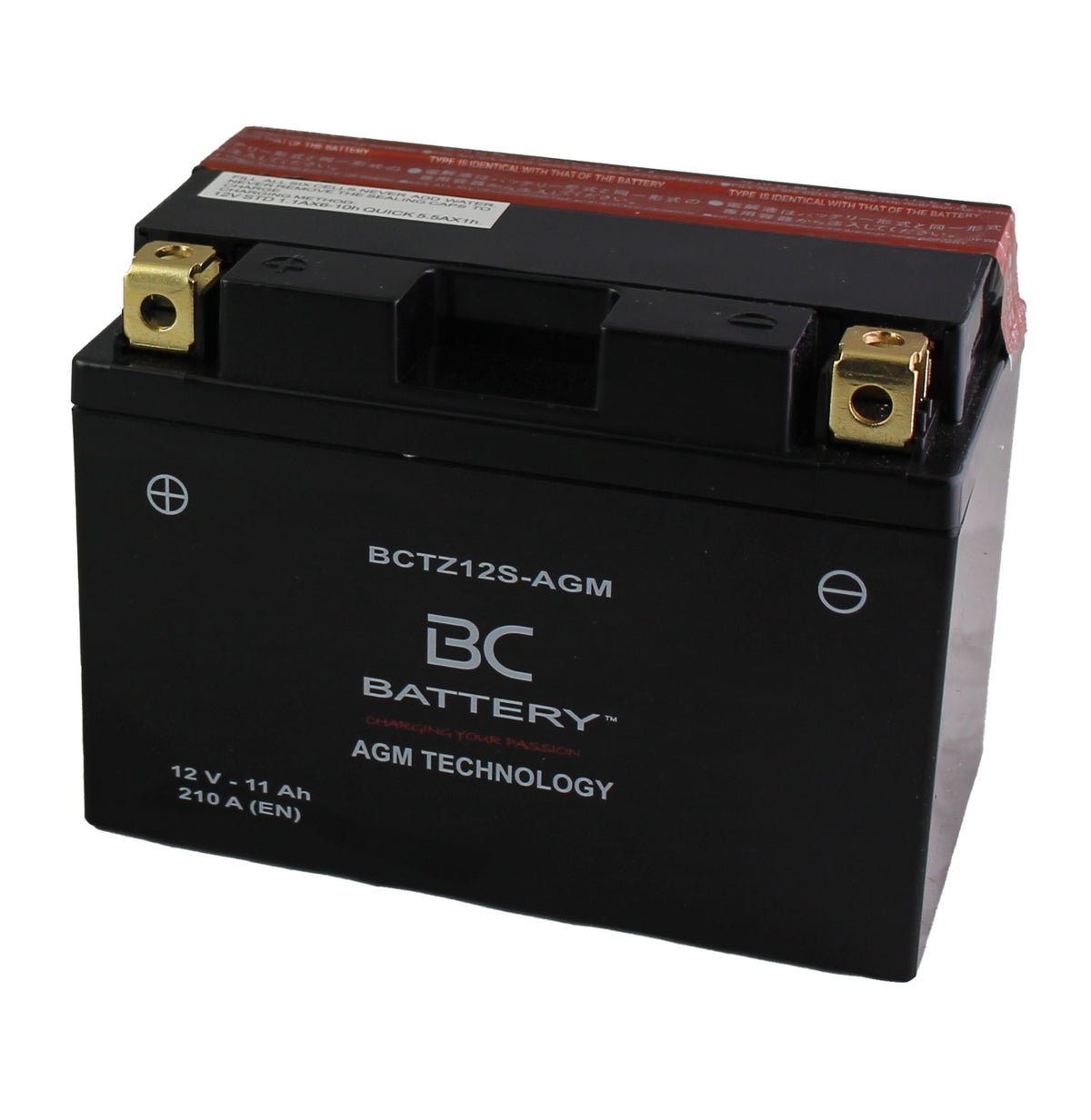 BCTZ12S-GEL | GEL-Motorradbatterie, YTZ12S, 12 V, 11 Ah, CCA: 210 Ampere, 150 x 87 x 110 mm